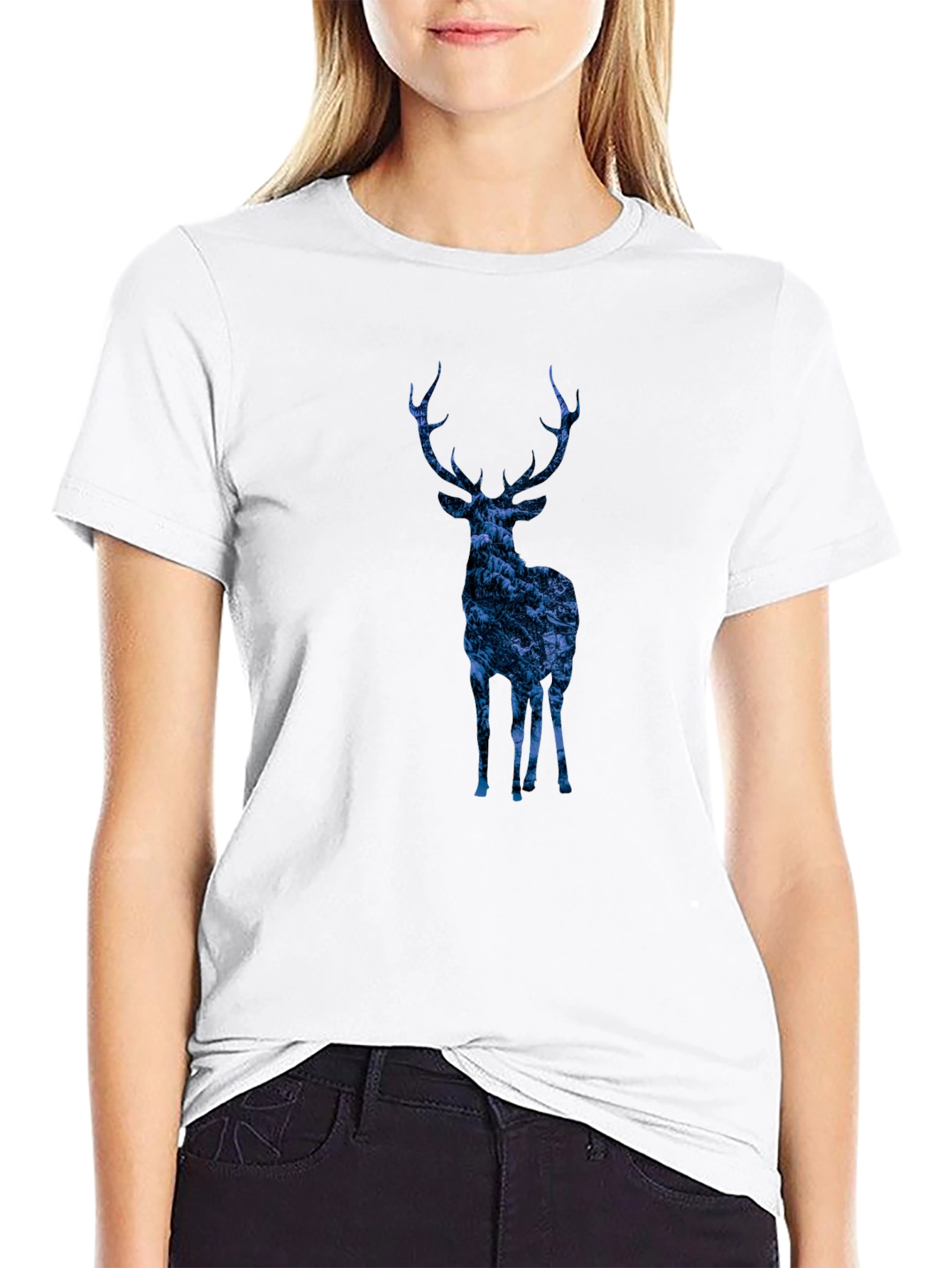 Nature Deer Graphic Tee - Trendy Mens Black T-Shirt