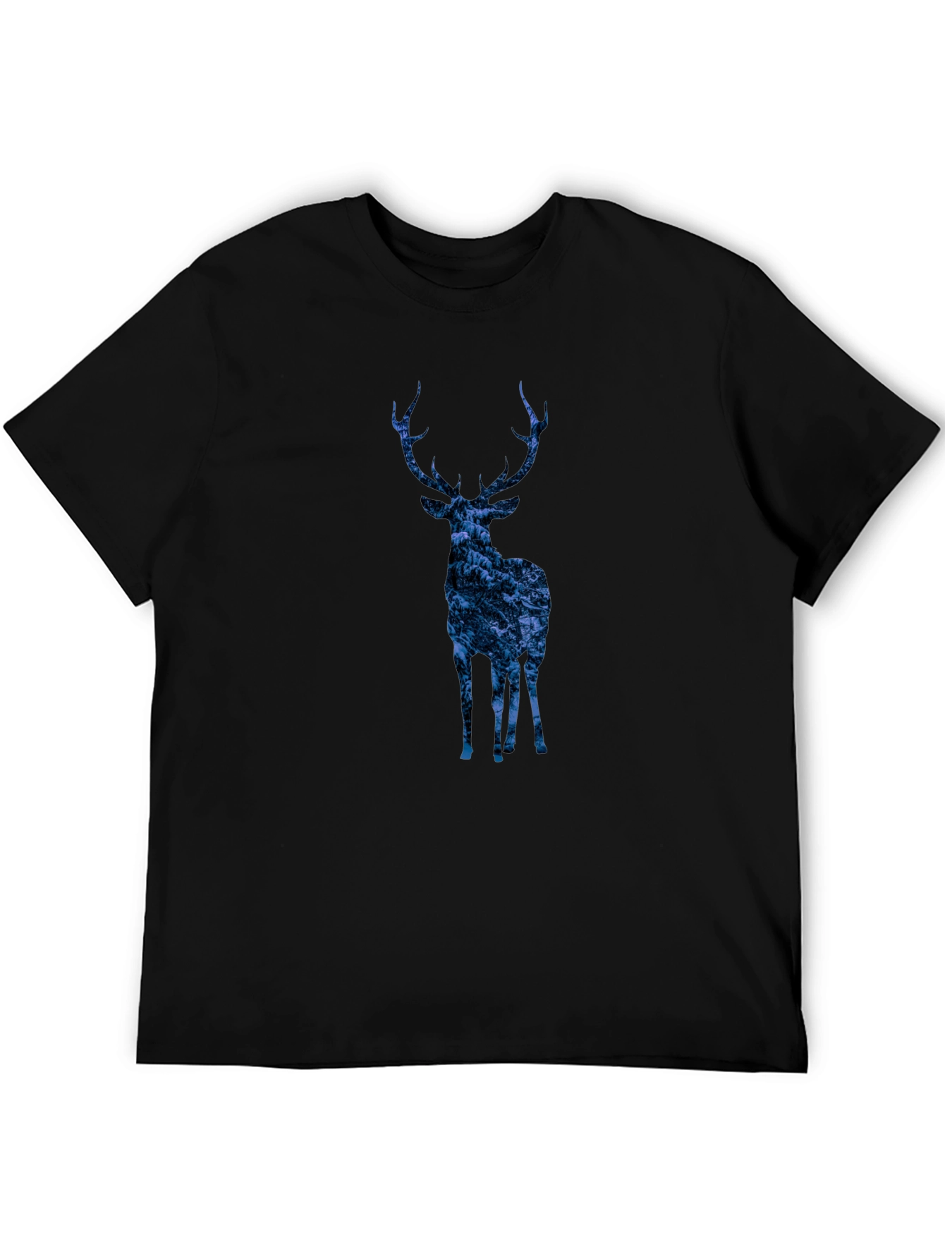Nature Deer Graphic Tee - Trendy Mens Black T-Shirt