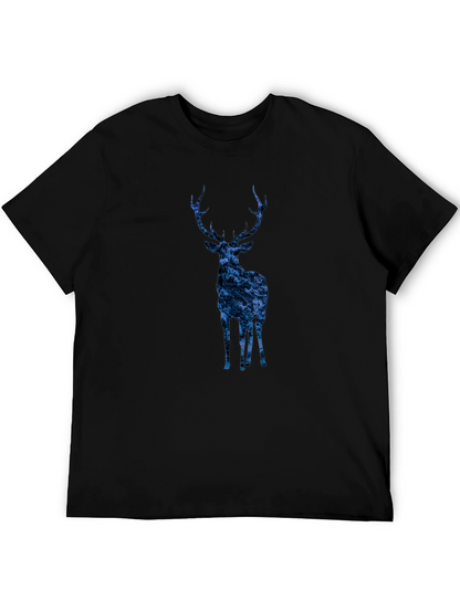 Nature Deer Graphic Tee - Trendy Mens Black T-Shirt