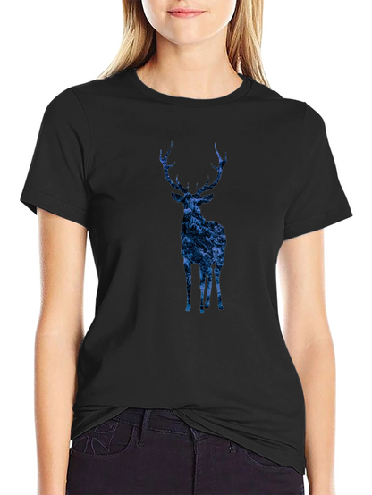 Nature Deer Graphic Tee - Trendy Mens Black T-Shirt