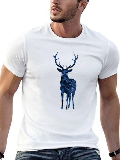 Nature Deer Graphic Tee - Trendy Mens Black T-Shirt
