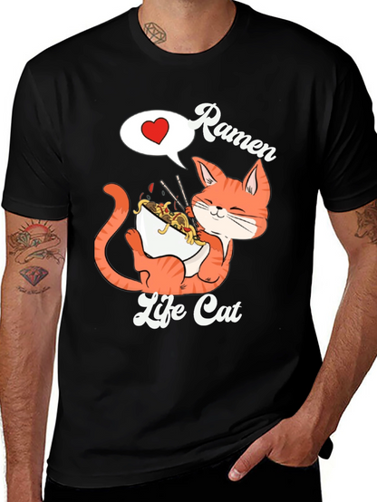 Ramen Life Cat Graphic T-Shirt