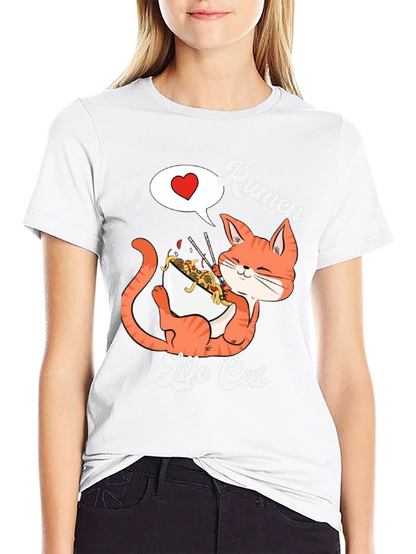 Ramen Life Cat Graphic T-Shirt