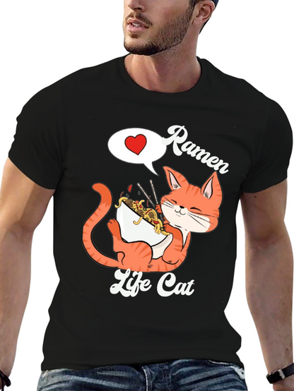Ramen Life Cat Graphic T-Shirt