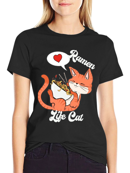 Ramen Life Cat Graphic T-Shirt