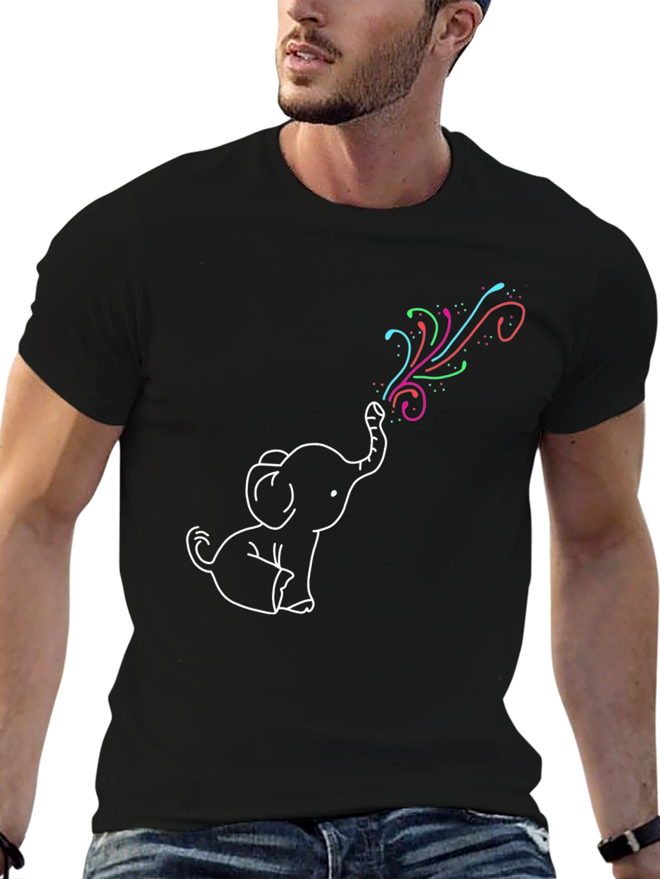 Elephant Rainbow T-Shirt - Fun Graphic Tee