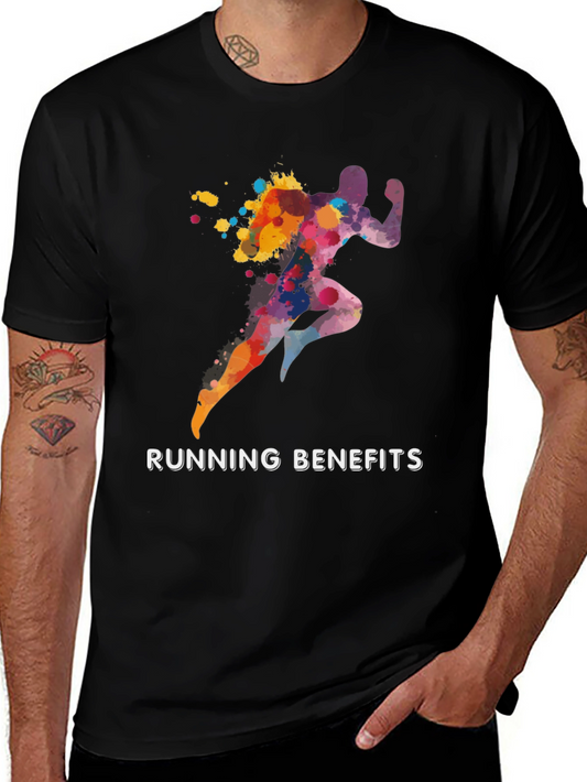 Running Benefits Graphic Tee - Black Cotton T-Shirt