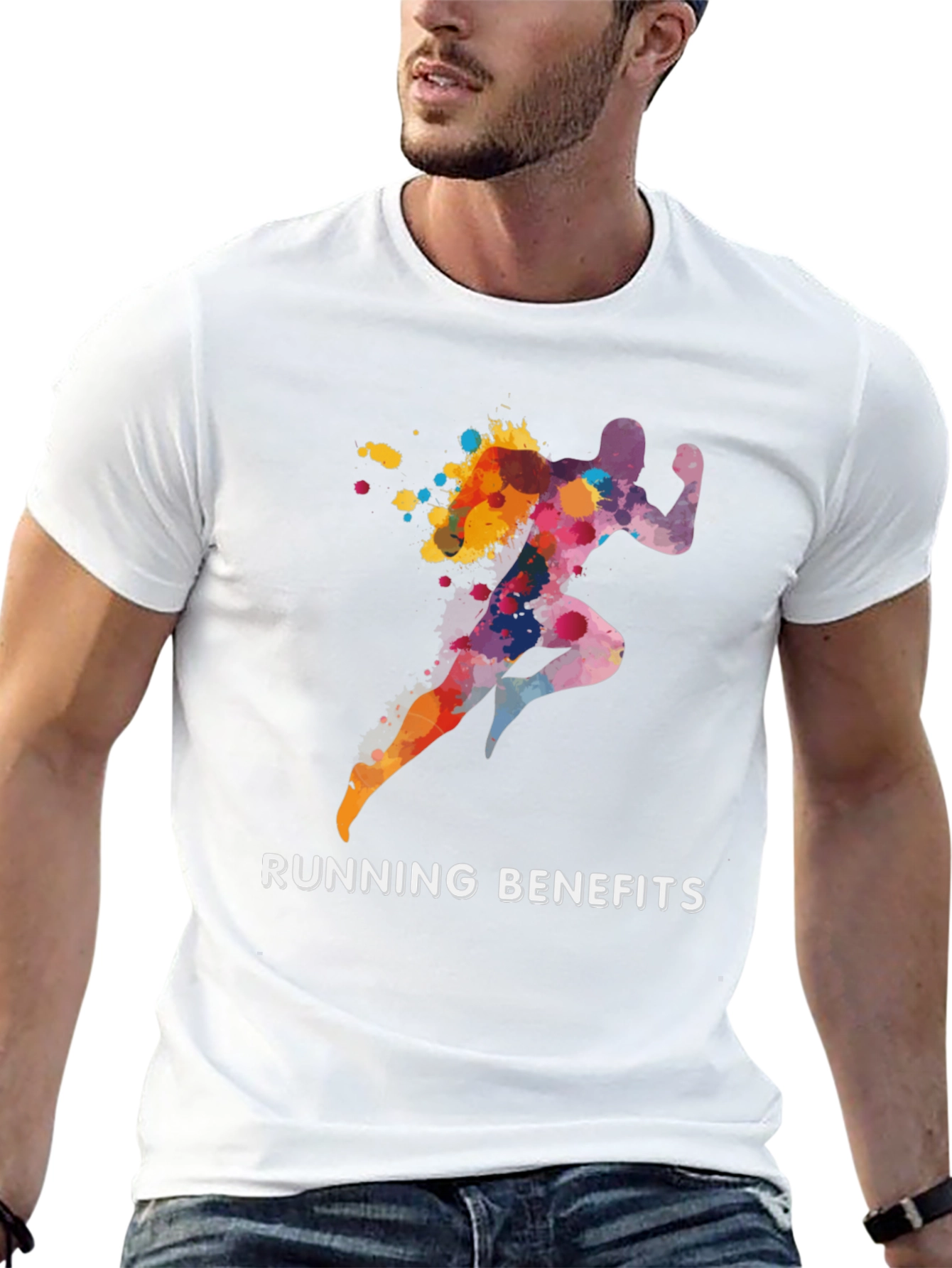 Running Benefits Graphic Tee - Black Cotton T-Shirt