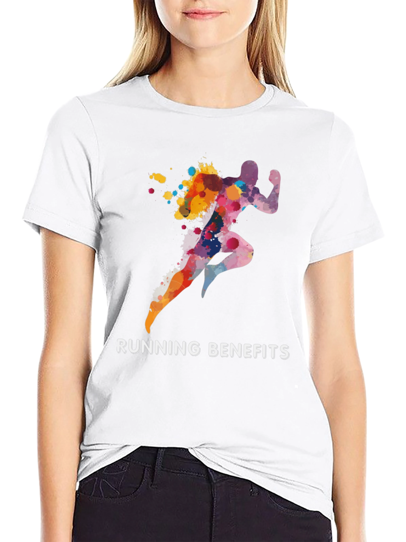 Running Benefits Graphic Tee - Black Cotton T-Shirt