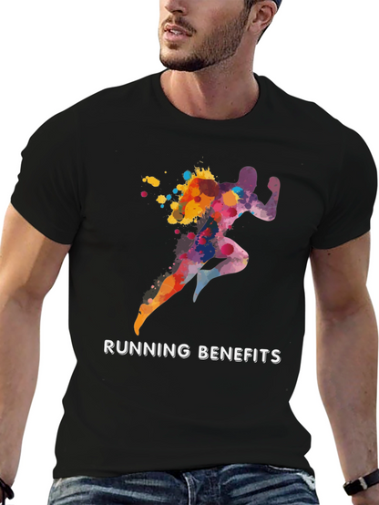 Running Benefits Graphic Tee - Black Cotton T-Shirt