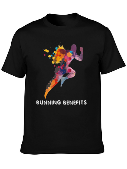 Running Benefits Graphic Tee - Black Cotton T-Shirt