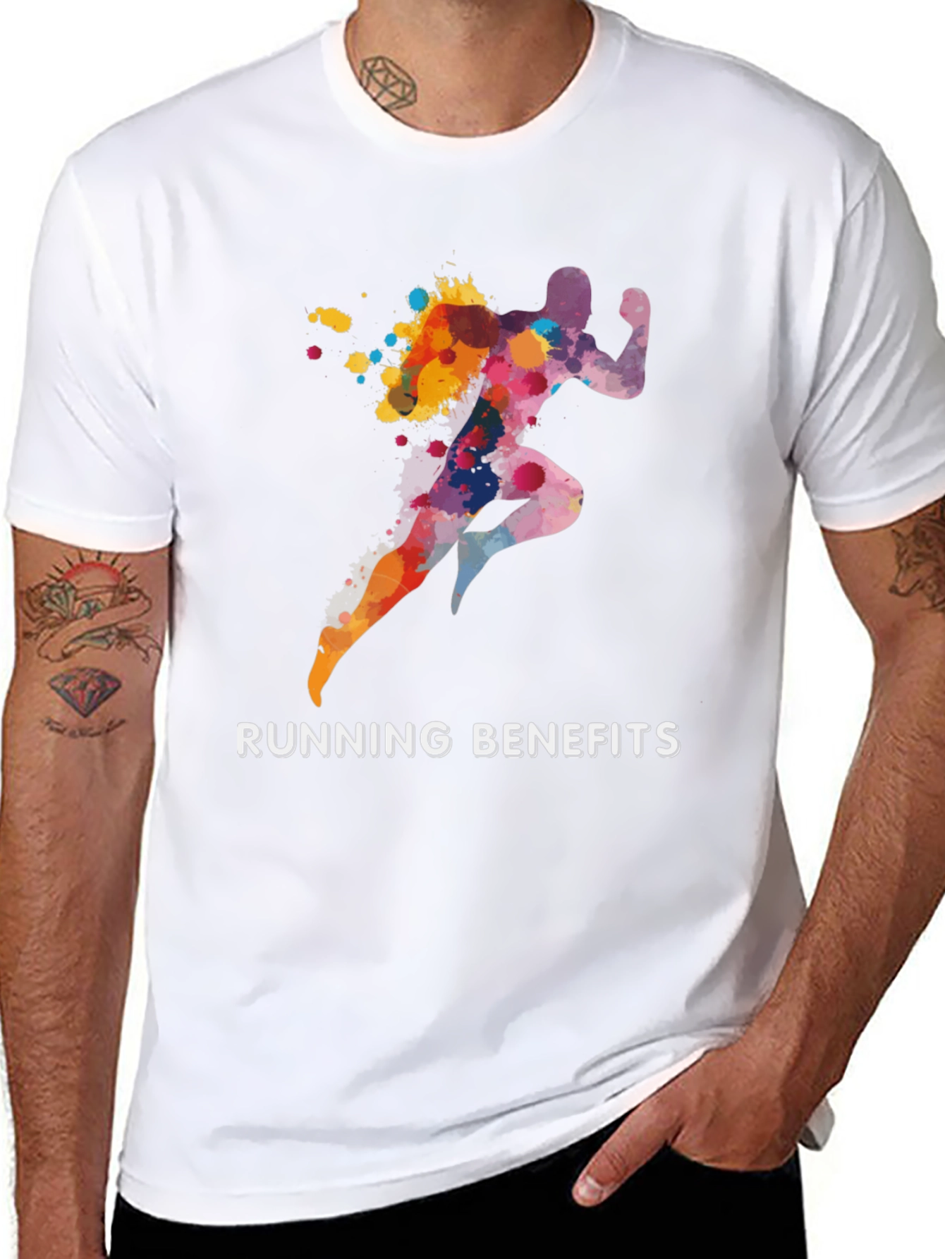 Running Benefits Graphic Tee - Black Cotton T-Shirt