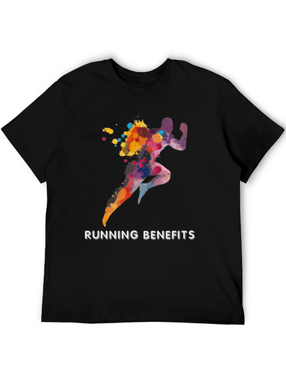 Running Benefits Graphic Tee - Black Cotton T-Shirt