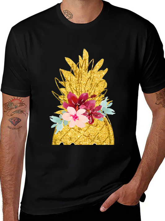Floral Pineapple T-Shirt - Tropical Summer Vibes