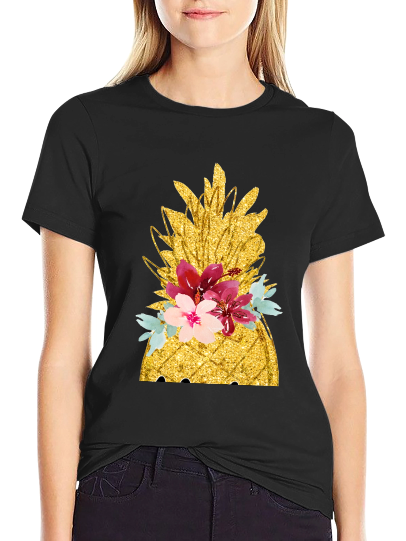 Floral Pineapple T-Shirt - Tropical Summer Vibes