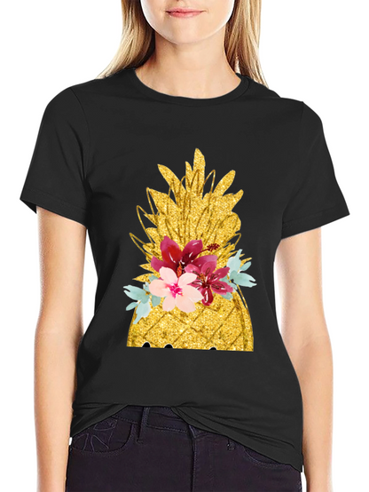 Floral Pineapple T-Shirt - Tropical Summer Vibes