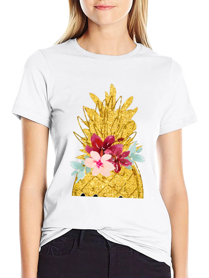 Floral Pineapple T-Shirt - Tropical Summer Vibes