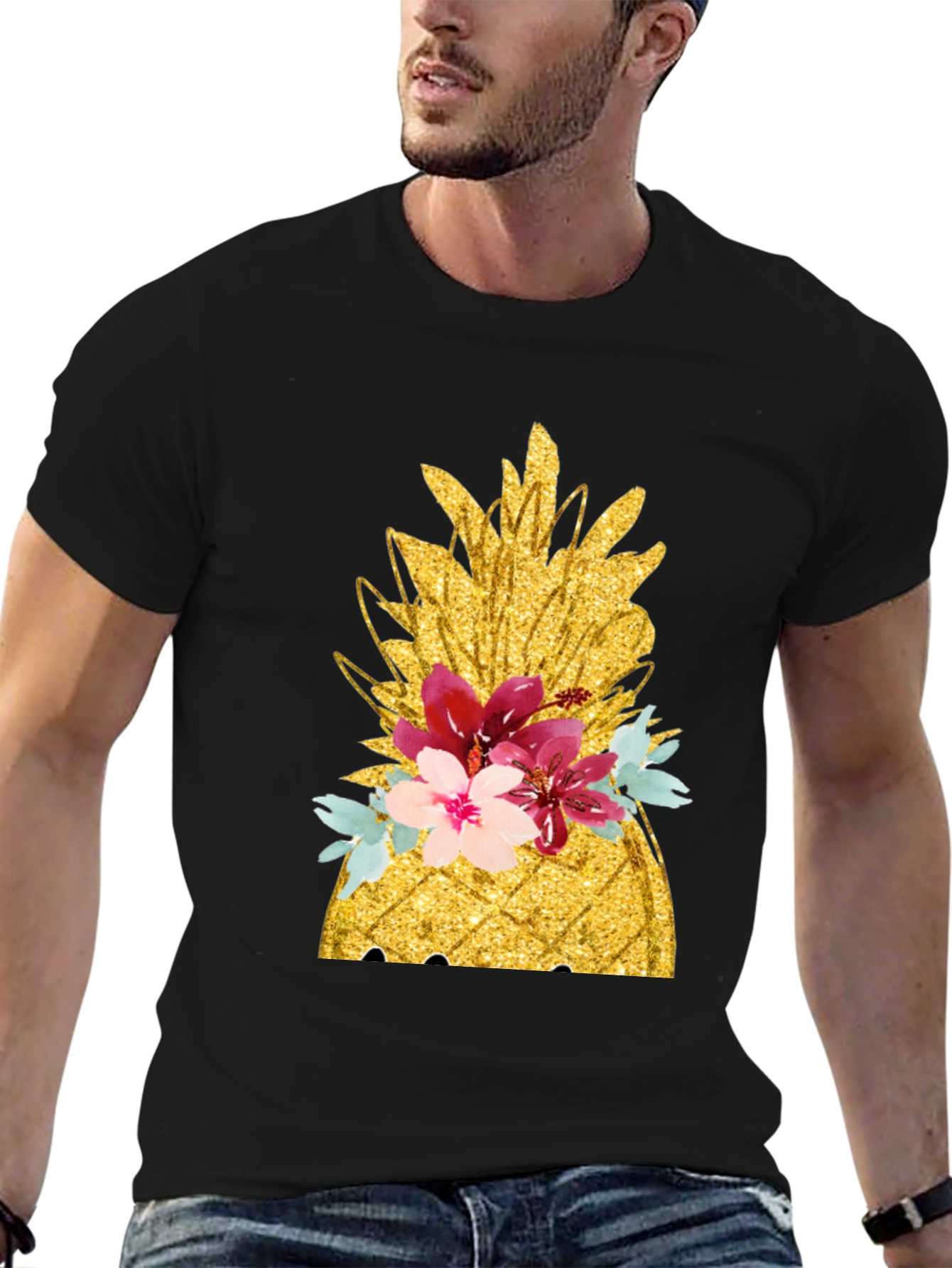 Floral Pineapple T-Shirt - Tropical Summer Vibes