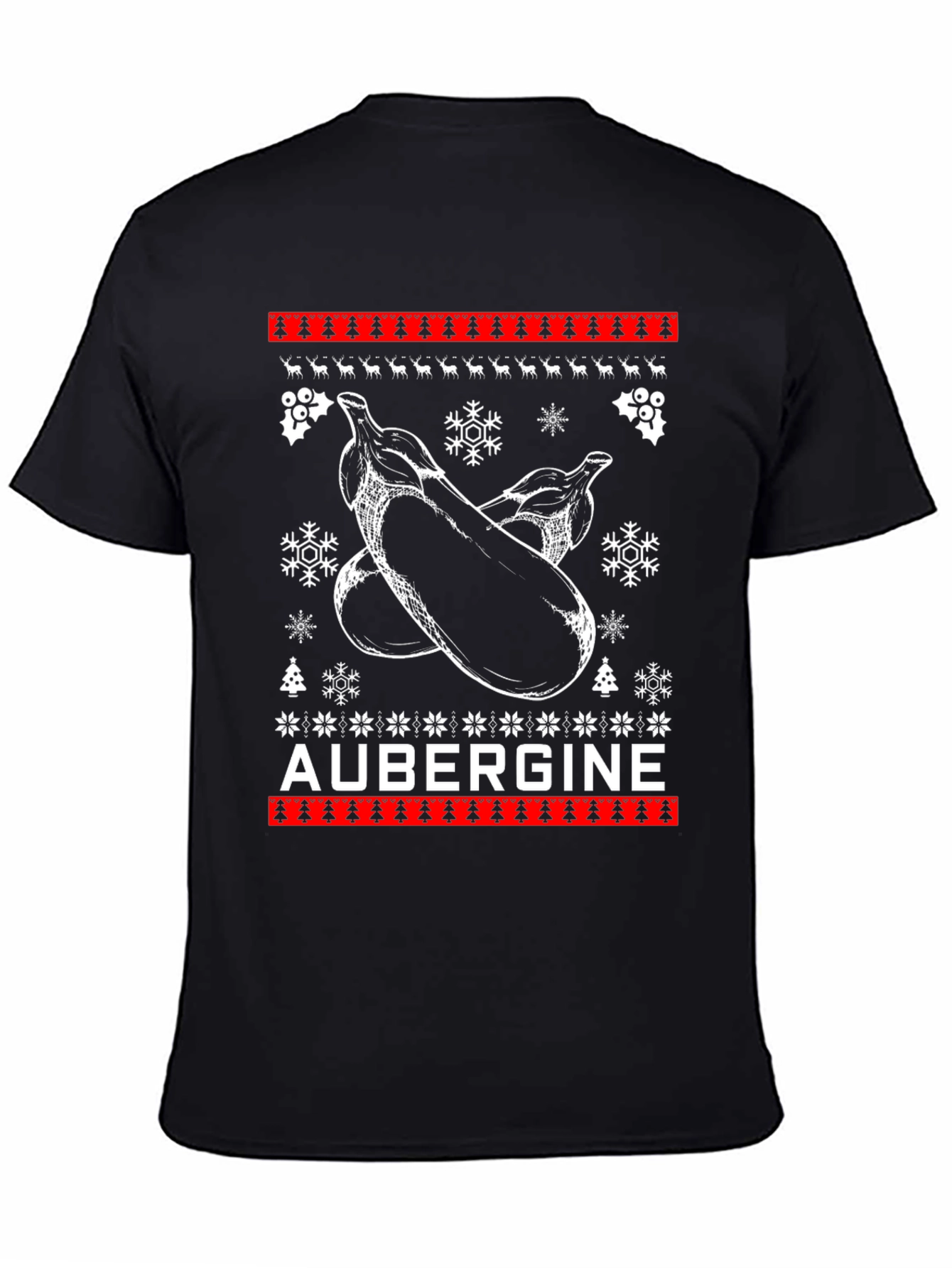 Aubergine Christmas T-Shirt - Funny Ugly Sweater Style