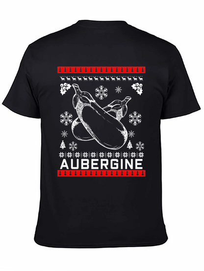 Aubergine Christmas T-Shirt - Funny Ugly Sweater Style