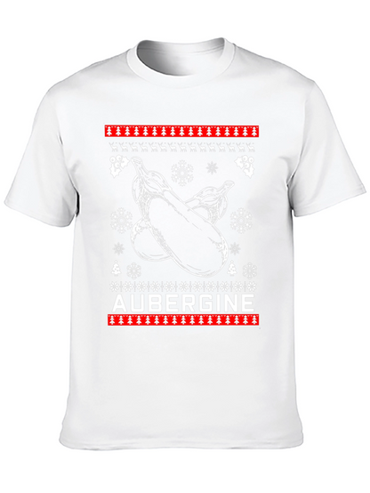 Aubergine Christmas T-Shirt - Funny Ugly Sweater Style