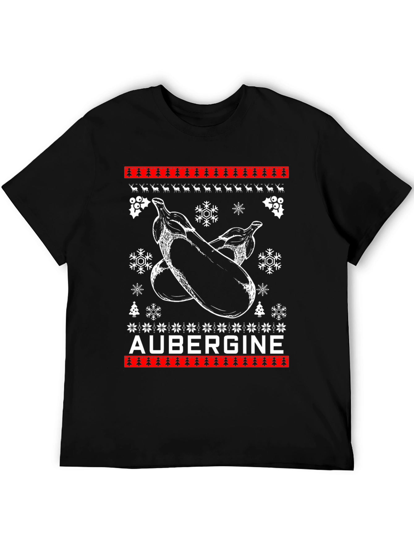 Aubergine Christmas T-Shirt - Funny Ugly Sweater Style