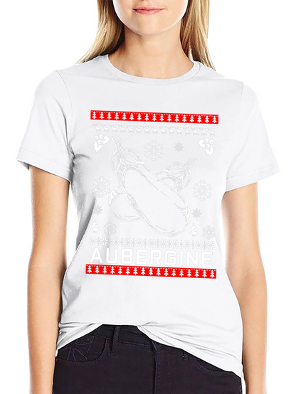 Aubergine Christmas T-Shirt - Funny Ugly Sweater Style