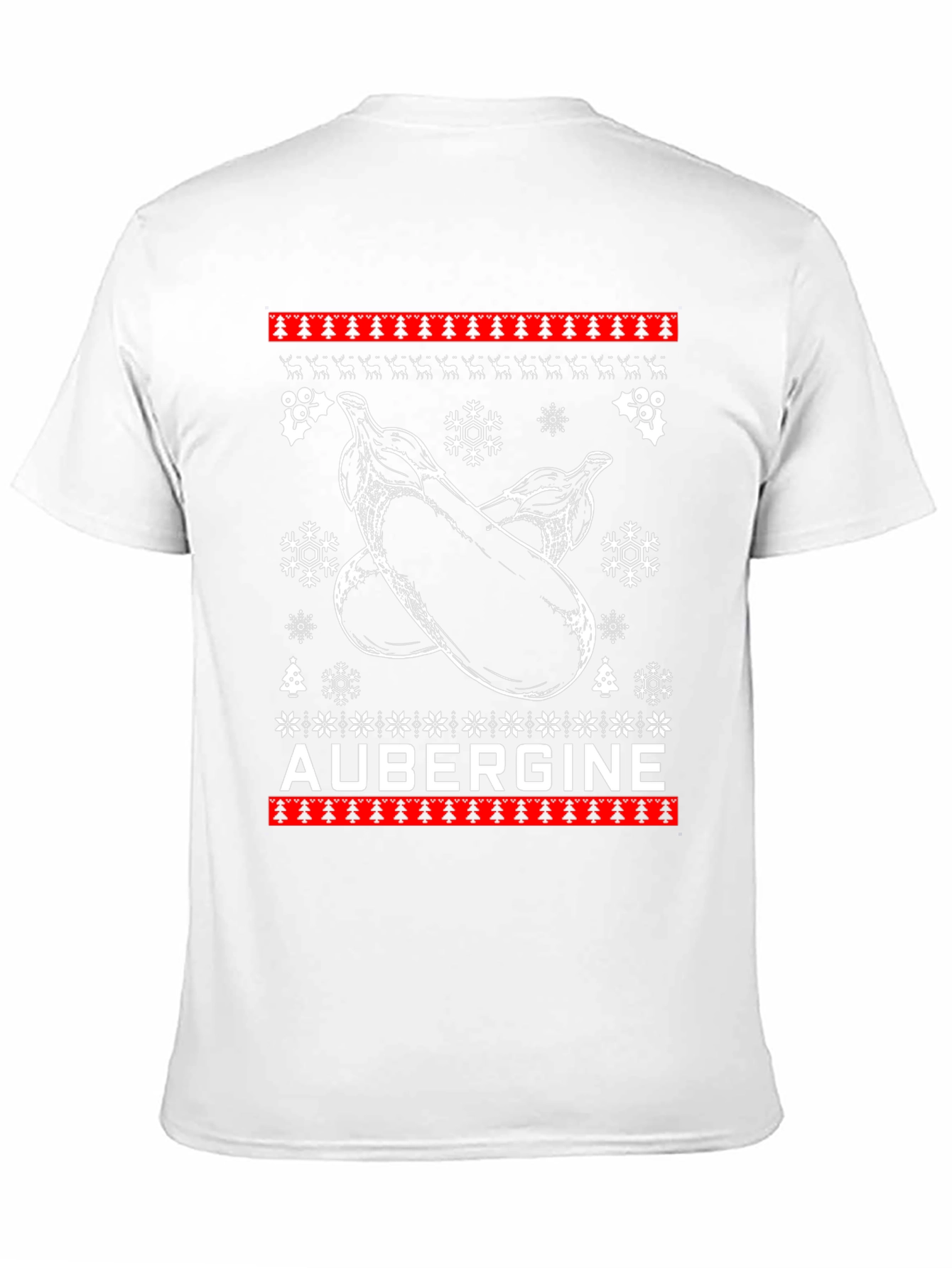 Aubergine Christmas T-Shirt - Funny Ugly Sweater Style