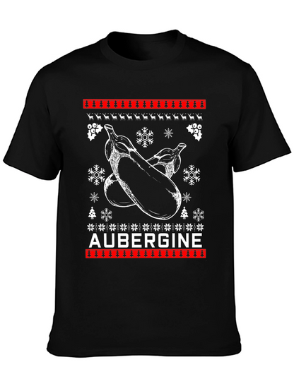 Aubergine Christmas T-Shirt - Funny Ugly Sweater Style