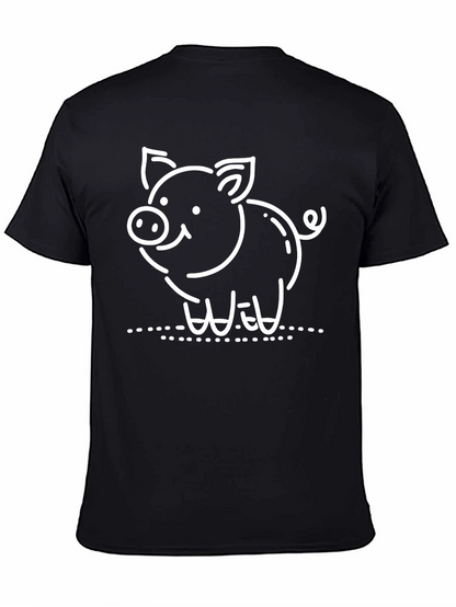 Cute Pig Graphic Black T-Shirt