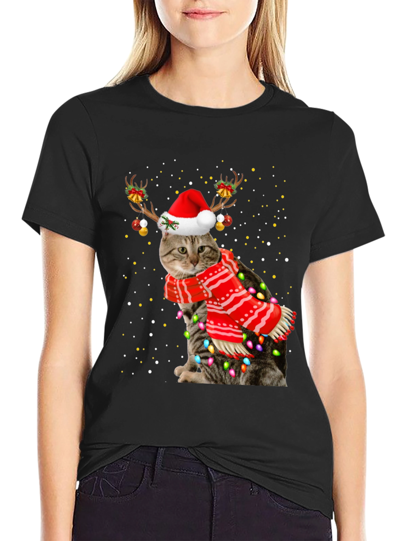 Festive Christmas Cat T-Shirt