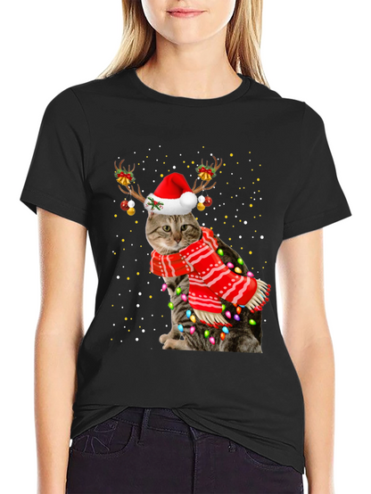Festive Christmas Cat T-Shirt