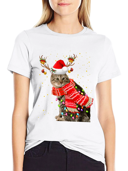 Festive Christmas Cat T-Shirt