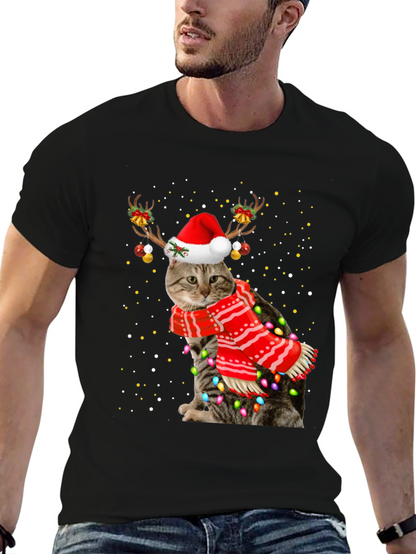 Festive Christmas Cat T-Shirt