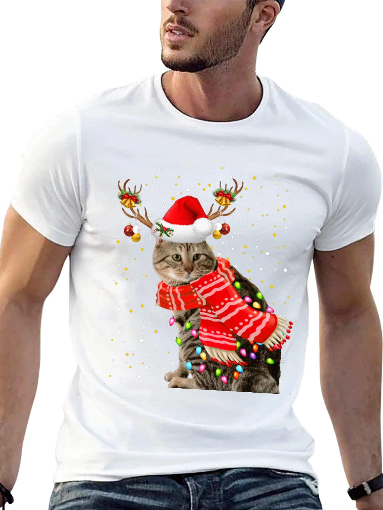 Festive Christmas Cat T-Shirt