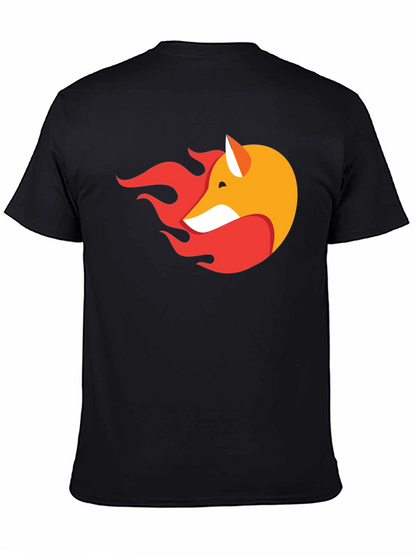 Stylish Black T-Shirt with Fox & Flame Graphic