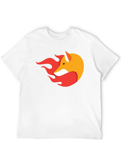 Stylish Black T-Shirt with Fox & Flame Graphic