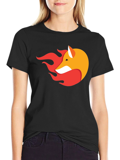 Stylish Black T-Shirt with Fox & Flame Graphic