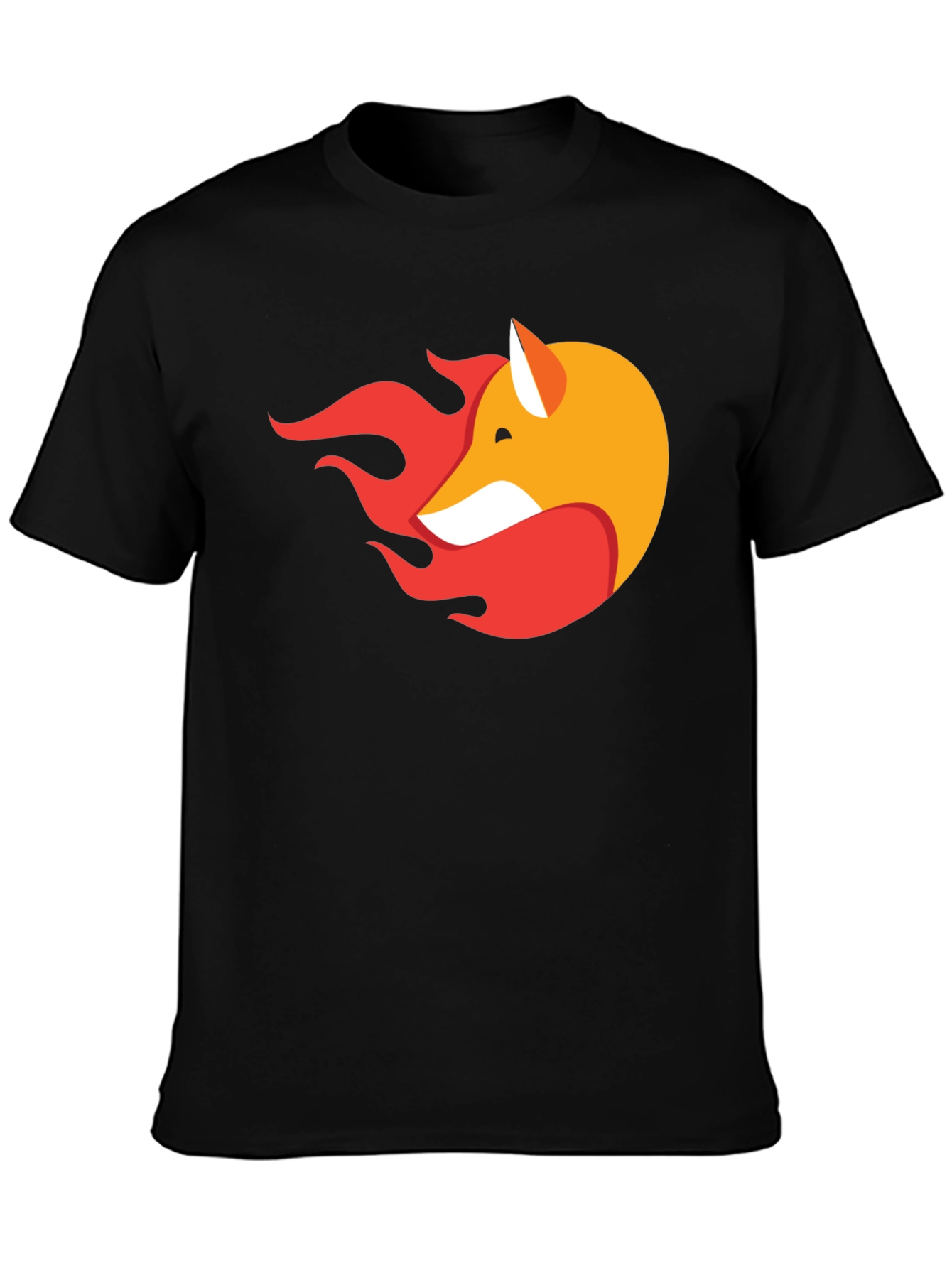 Stylish Black T-Shirt with Fox & Flame Graphic