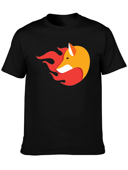 Stylish Black T-Shirt with Fox & Flame Graphic