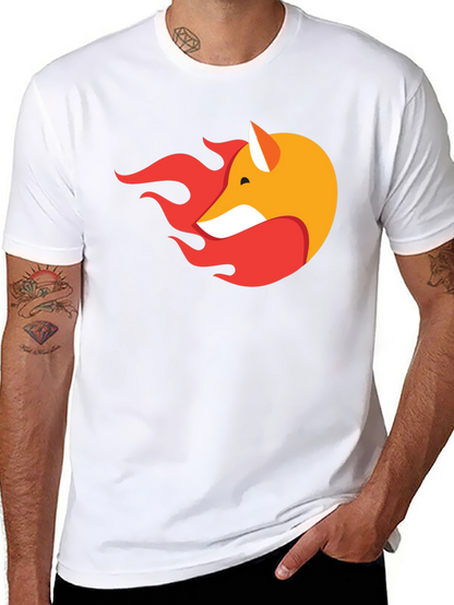 Stylish Black T-Shirt with Fox & Flame Graphic