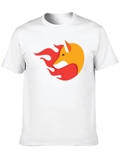 Stylish Black T-Shirt with Fox & Flame Graphic