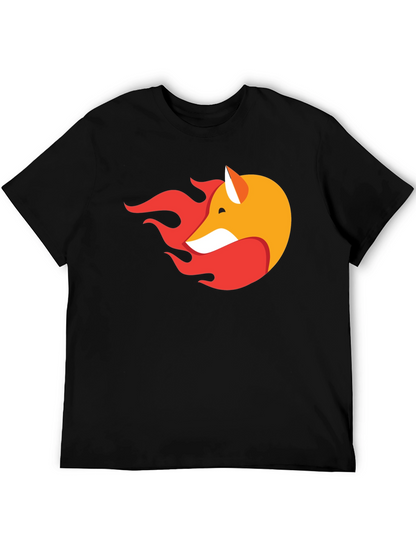 Stylish Black T-Shirt with Fox & Flame Graphic