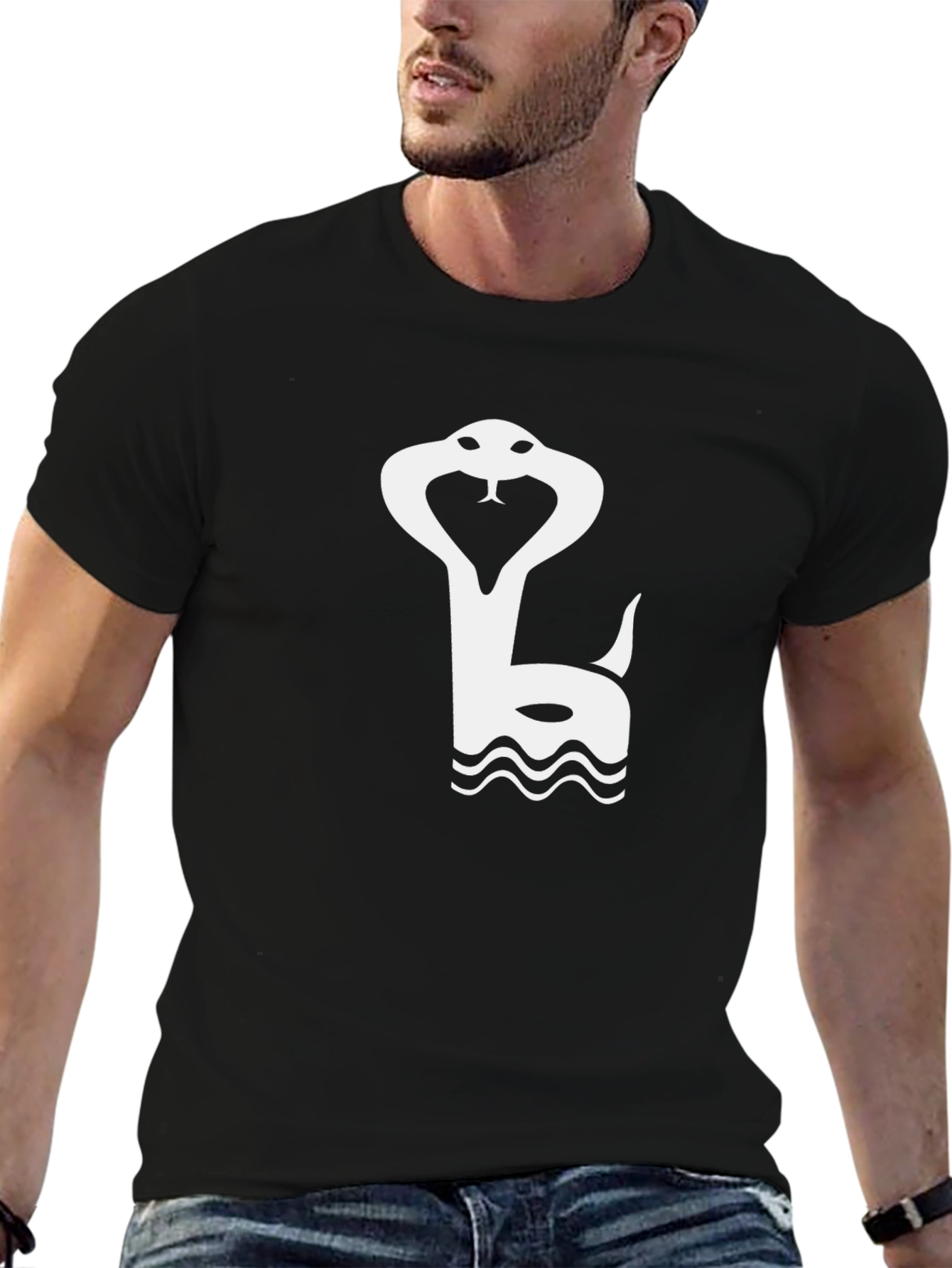 Black Snake Graphic Tee - Stylish Cobra Design