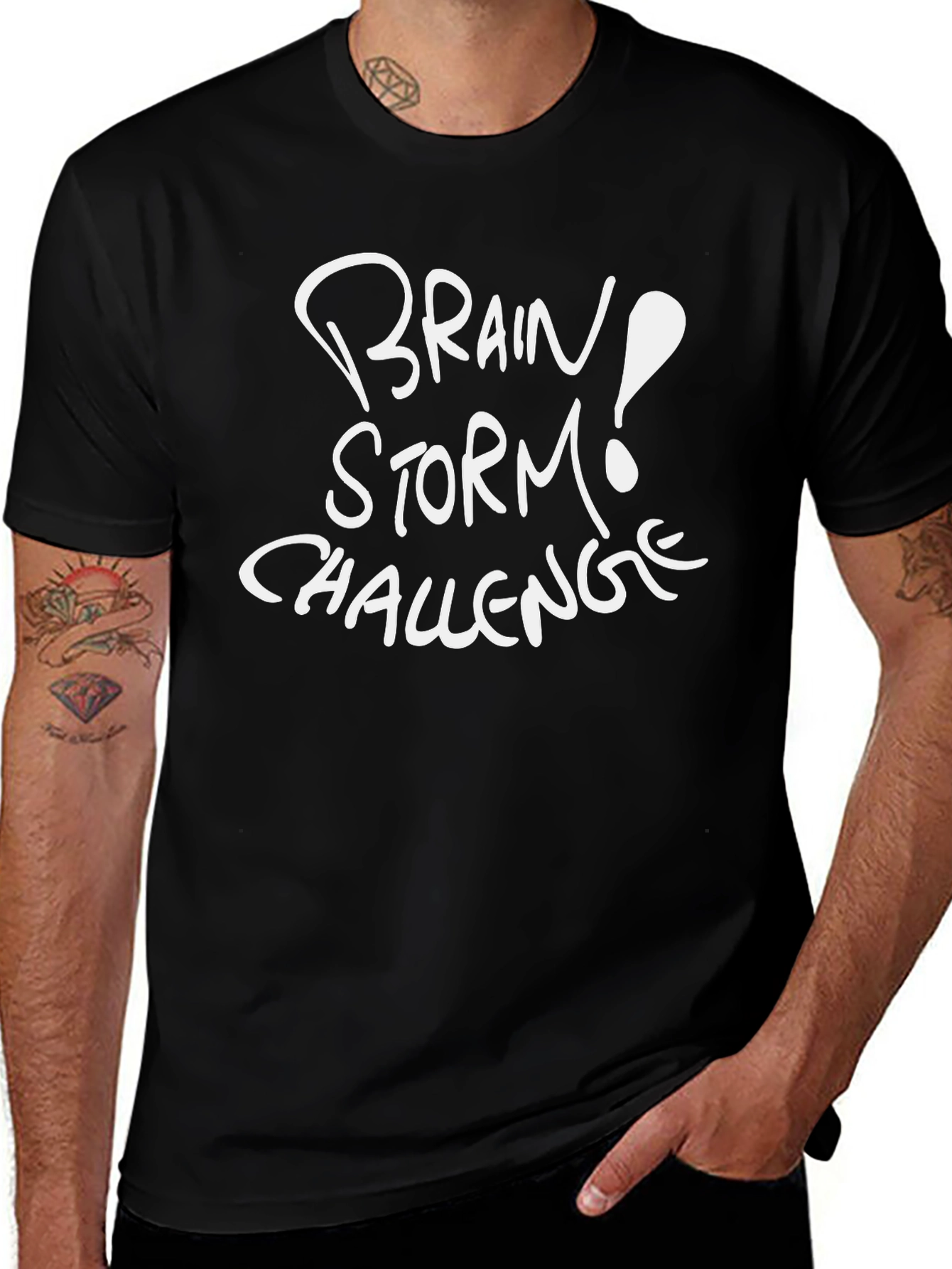 Brain Storm Challenge Black Graphic T-Shirt