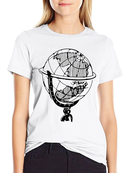 Mens Black T-Shirt with Globe Graphic