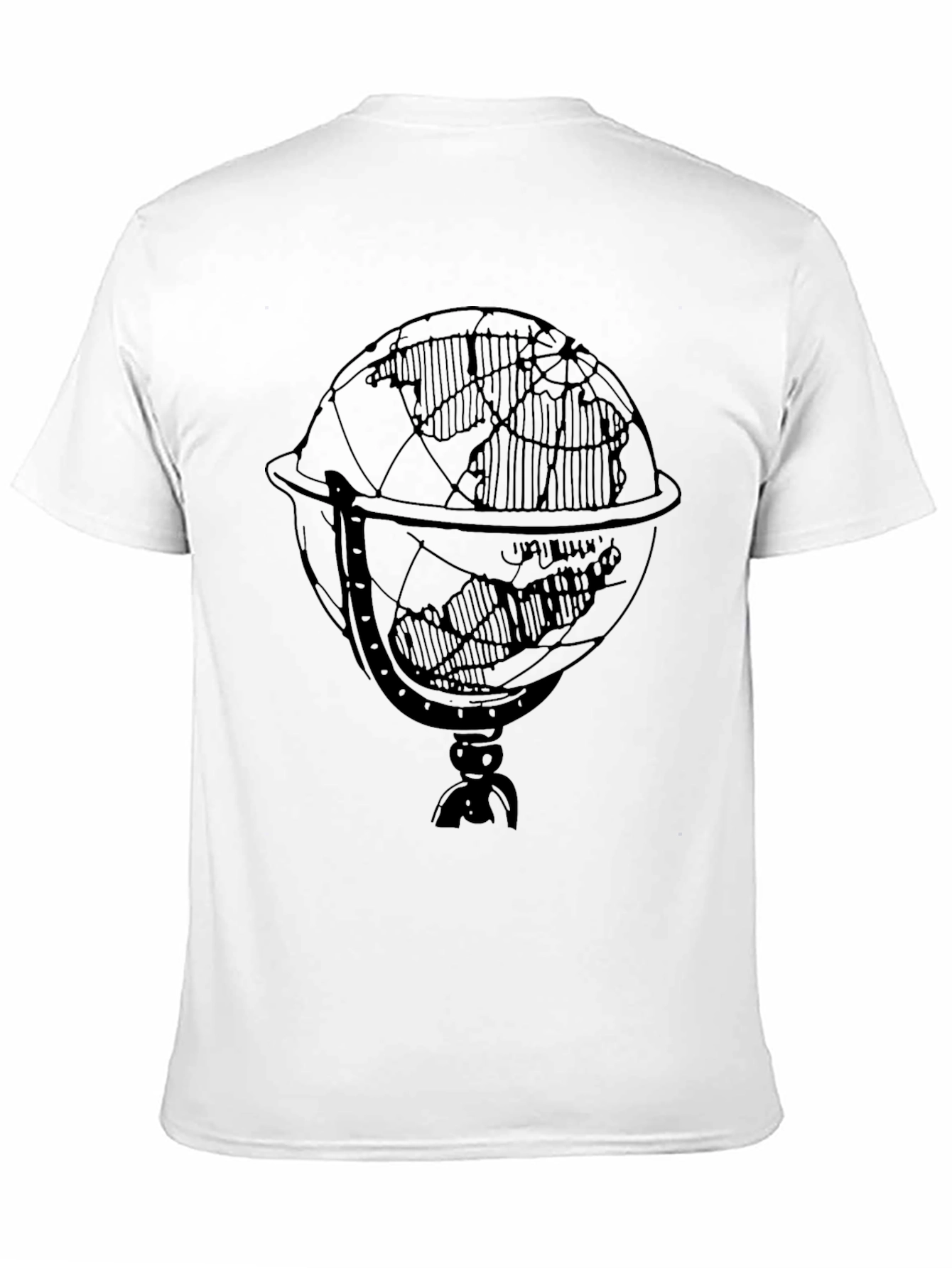 Mens Black T-Shirt with Globe Graphic