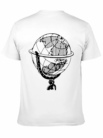 Mens Black T-Shirt with Globe Graphic