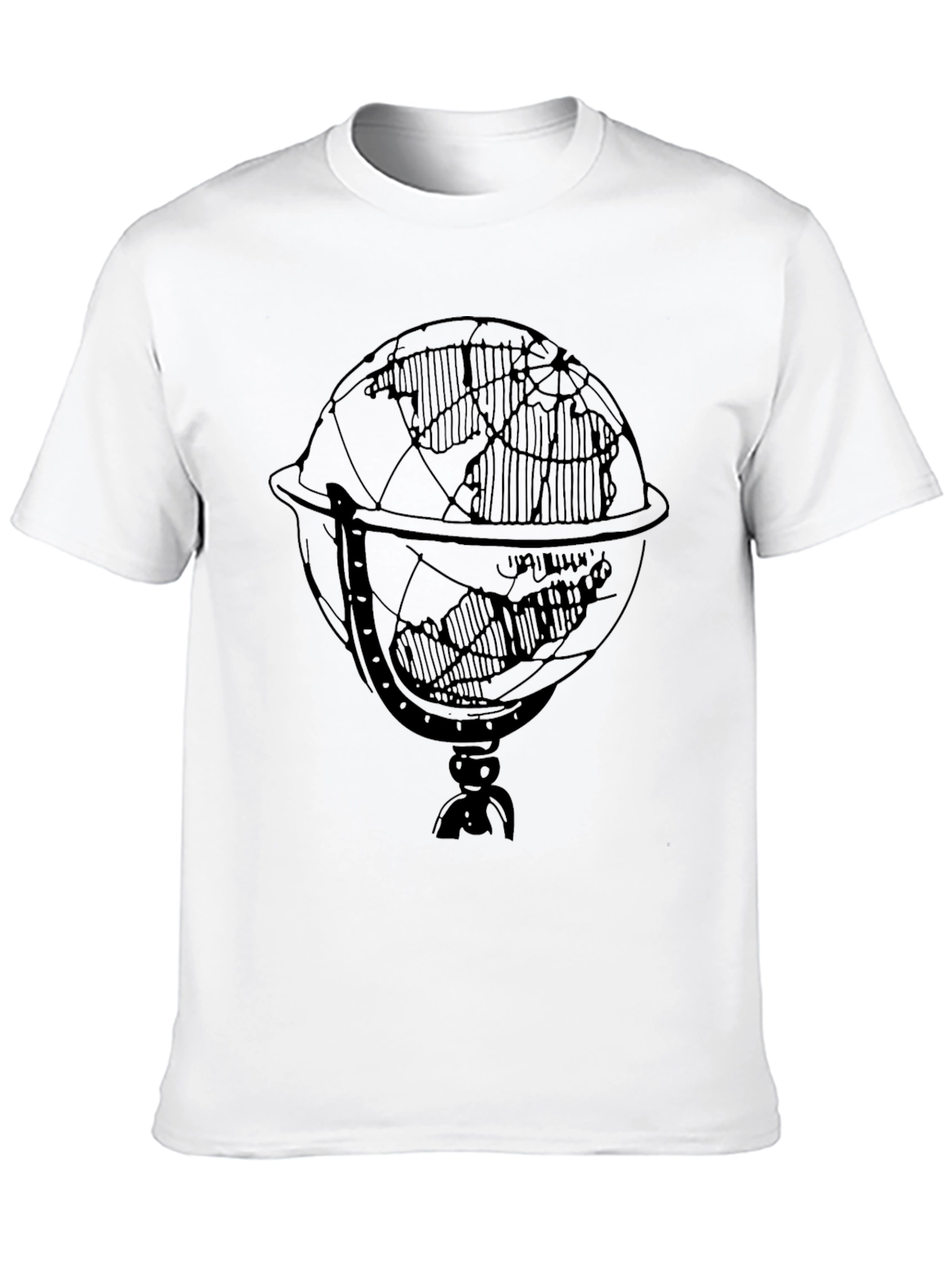 Mens Black T-Shirt with Globe Graphic