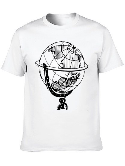 Mens Black T-Shirt with Globe Graphic